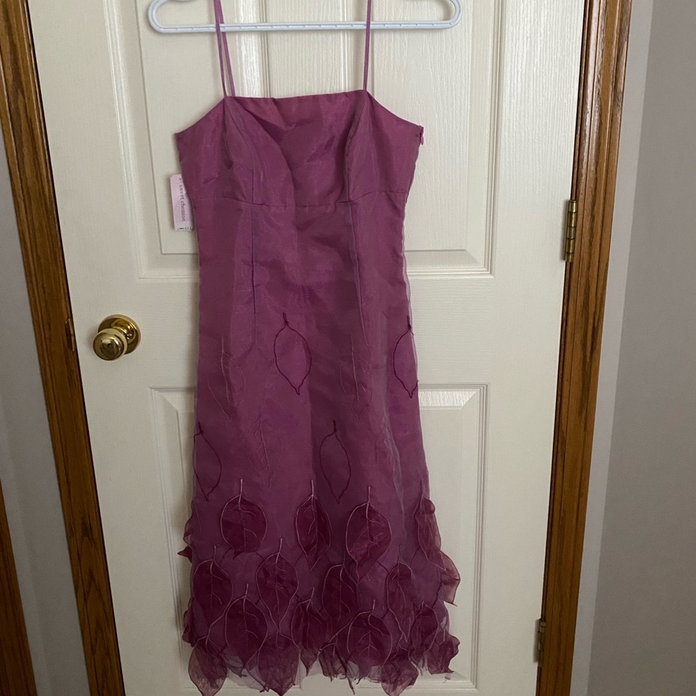 Y2K sweet chemise purple 3D leaf dress